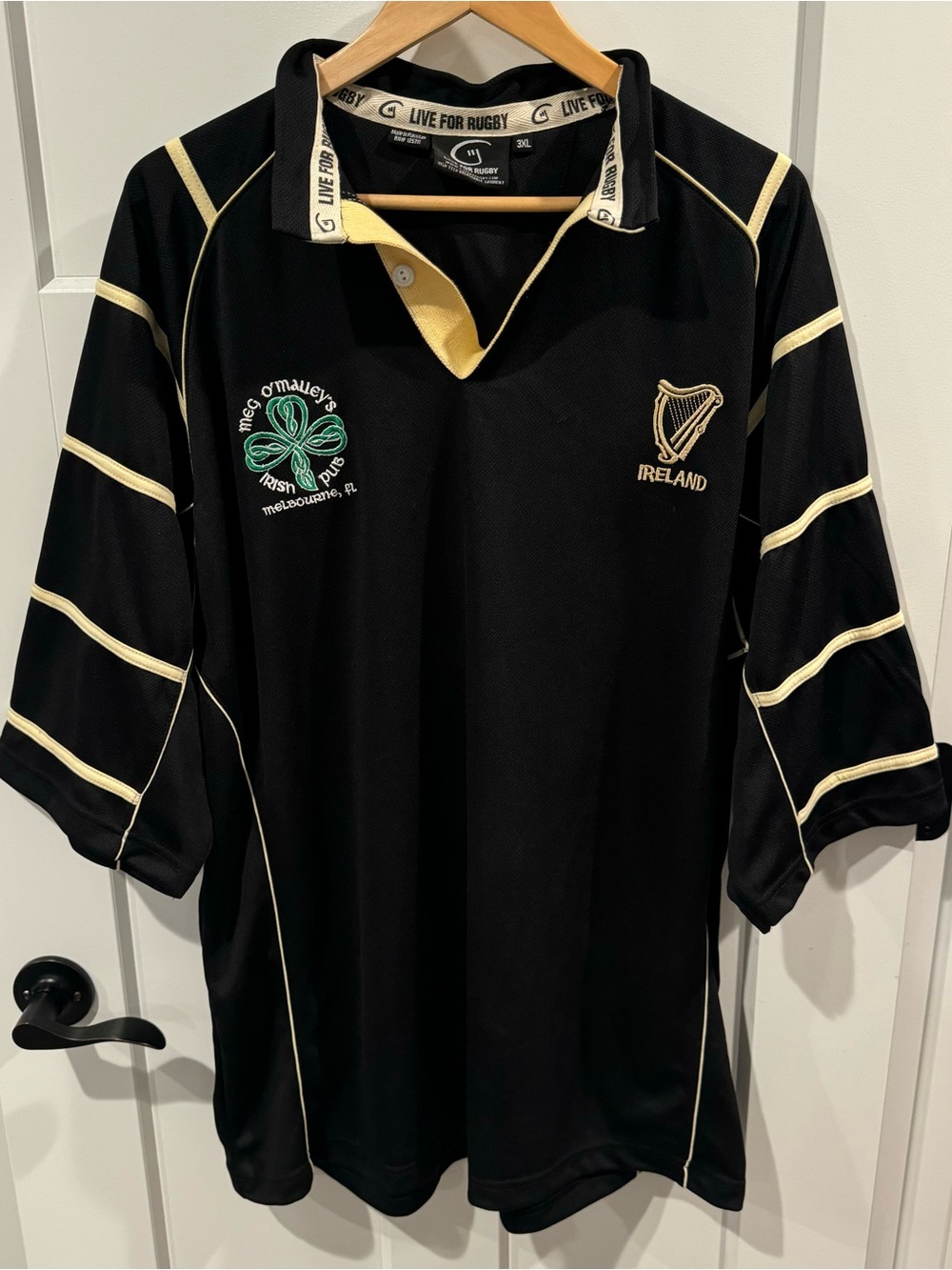 Live For Rugby Pull Over Shirt Shirt Sleeve Sz 3XL O’Malleys Irish Pub Florida